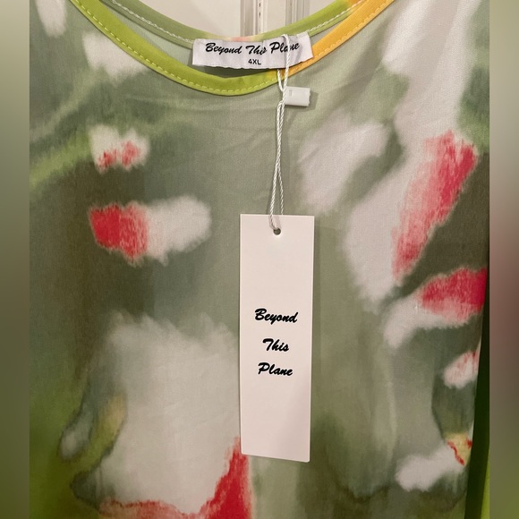 Beyond This Plane Maxi Dress (Size 4XL) (Lime Tie Dye) - Picture 7 of 7